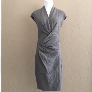 Helmut Lang Ruched Gray Dress in Size 2.